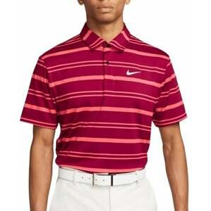 Nike Dri-Fit Tour Mens Polo Shirt Stripe Noble Red/Ember Glow/White L Polo košeľa