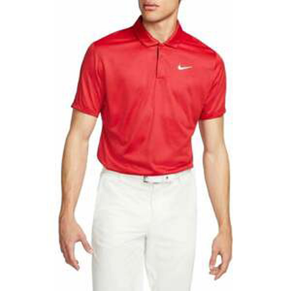 Nike Tiger Woods Dri-Fit ADV Mens Polo Contour Print Gym Red/White S