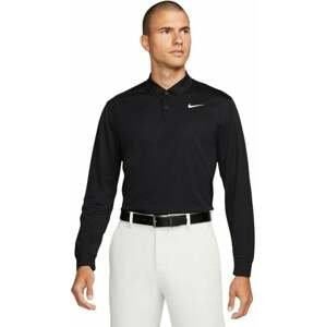 Nike Dri-Fit Victory Solid Mens Long Sleeve Polo Black/White XL