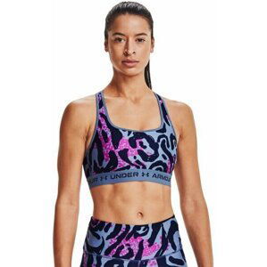 Under Armour Women's Armour Mid Crossback Printed Sports Bra Mineral Blue/Midnight Navy S Fitness bielizeň