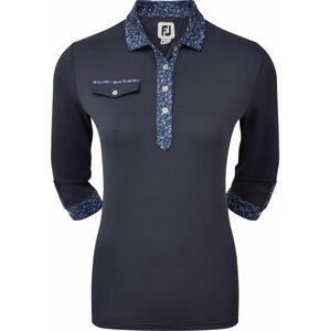 Footjoy 3/4 Sleeve Pique with Printed Trim Navy XS