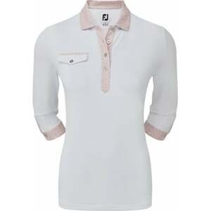 Footjoy 3/4 Sleeve Pique with Printed Trim White/Blush Pink S