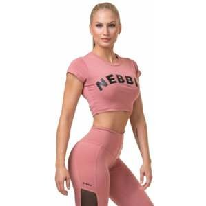 Nebbia Short Sleeve Sporty Crop Top Old Rose M Fitness tričko