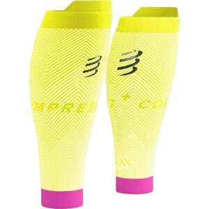 Compressport R2 Oxygen White/Safety Yellow/Neon Pink T3 Bežecké návleky na lýtka