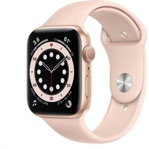 Hodinky Apple Apple Watch S6 GPS, 44mm Gold Aluminium Case with Pink Sand Sport Band - Regular
