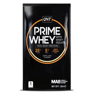 Proteínové prášky QNT PRIME WHEY- 100 % Whey Isolate & Concentrate Blend 30 g Coffee Latte