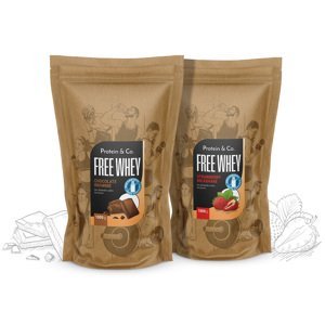 Protein&Co. FREE WHEY - bezlaktózový srvátkový proteín 1 kg + 1 kg ZVOĽ PRÍCHUŤ 2: Salted caramel, ZVOĽ PRÍCHUŤ 1: Chocolate brownie