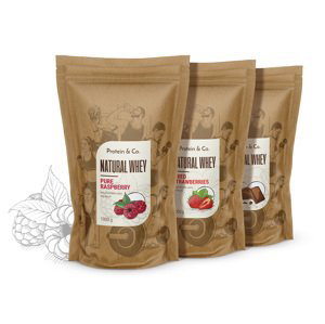 Protein&Co. NATURAL WHEY – prémiový protein bez chemie 2 kg Zvoľ príchuť: Dried strawberries, Zvoľ príchuť: Pure raspberry