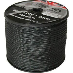 Padáková šňůra - paracord na cívce Web-tex® 3 mm, 100 metrů - černá (Farba: Čierna)