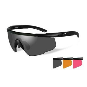 Strelecké okuliare Wiley X® Saber Advanced, súprava - čierny rámček, súprava - dymovo sivé, oranžové Light Rust a ružové Vermillion šošovky (Farba: Či