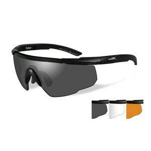 Strelecké okuliare Wiley X® Saber Advanced, súprava - čierny rámček, súprava - číre, dymovo sivé a oranžové Light Rust šošovky (Farba: Čierna, Šošovky