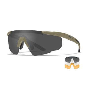 Střelecké brýle Wiley X® Saber Advanced, sada – Khaki (Farba: Khaki, Šošovky: Číre + Dymovo sivé + Oranžové Light Rust)
