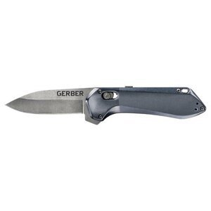 Zatvárací nôž Highbrow Compact Gerber® – Sivá čepeľ – Stone Wash, Modrá (Farba: Modrá, Varianta: Sivá čepeľ – Stone Wash)