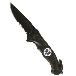 Zavírací nůž RESCUE Mil-Tec® s kombinovaným ostřím – Černá (Farba: Čierna)