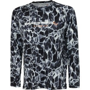 Savage Gear Tričko Night UV Long Sleeve T-Shirt Black Waterprint XL