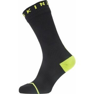 Sealskinz Waterproof All Weather Mid Length Sock With Hydrostop Black/Neon Yellow XL Cyklo ponožky