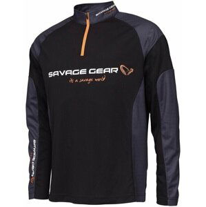 Savage Gear Tričko Tournament Gear Shirt 1/2 Zip Black Ink M