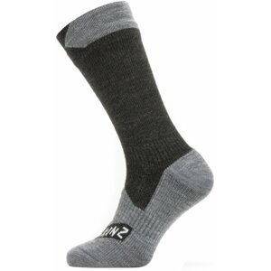 Sealskinz Waterproof All Weather Mid Length Sock Black/Grey Marl L Cyklo ponožky