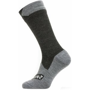 Sealskinz Waterproof All Weather Mid Length Sock Black/Grey Marl XL Cyklo ponožky