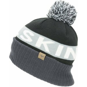 Sealskinz Water Repellent Cold Weather Bobble Hat Black/Grey/White/Black L/XL