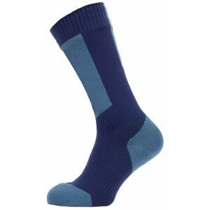 Sealskinz Waterproof Cold Weather Mid Length Sock with Hydrostop Navy Blue/Red XL