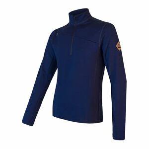 SENSOR MERINO UPPER pánska mikina krátky zips deep blue Veľkosť: XL