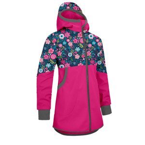 Unuo, Dievčenské softshellový kabát s fleecom Street, Fuchsiová, Kvetinky Veľkosť: 110/116