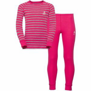 Odlo WARM KIDS SHIRT L/S + PANTS Detský funkčný set, ružová, veľkosť 140