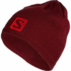 Salomon LOGO BEANIE vínová UNI - Zimná čiapka