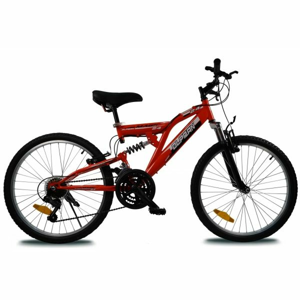 Olpran MAGIC 24 červená 24" - Detský celoodpružený bicykel