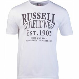 Russell Athletic AMERICAN TECH S/S CREWNECK TEE SHIRT Pánske tričko, biela,tmavo sivá, veľkosť