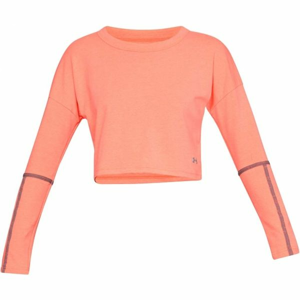 Under Armour LIGHTER LONGER CROPPED CREW ružová M - Dámsky top