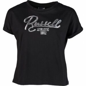 Russell Athletic GLITTER TEE Dámske tričko, čierna,sivá, veľkosť