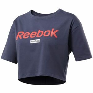 Reebok LINEAR LOGO CROP TEE tmavo modrá L - Dámske tričko