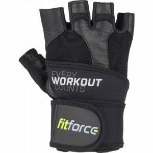 Fitforce LINEAR Kožené fitness rukavice, čierna, veľkosť M