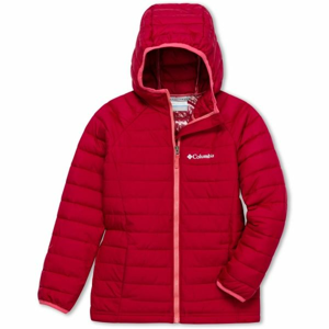 Columbia POWDER LITE GIRLS HOODED JACKET červená XS - Dievčenská  bunda