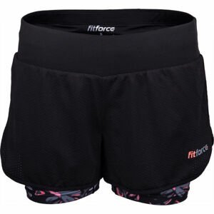 Fitforce ALBONA Dámske  fitness šortky 2 v 1, čierna, veľkosť S