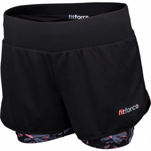 Fitforce ALBONA Dámske  fitness šortky 2 v 1, čierna,mix, veľkosť