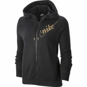 Nike NSW HOODIE FZ FLC GLITTER W Dámska mikina, čierna, veľkosť S