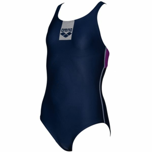 Arena G BASICS JR SWIM PRO BACK ONE PIECE tmavo modrá 10-11 - Dievčenské jednodielne plavky