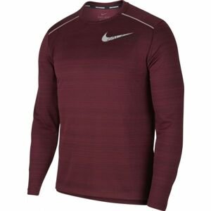 Nike DF MILER LS FLASH NV M vínová XXL - Pánske tričko s dlhým rukávom