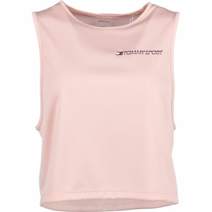 Tommy Hilfiger CROPPED TANK TOP LOGO svetlo ružová S - Dámsky crop top