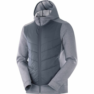 Salomon PULSE HYBRID HOODIE šedá M - Pánska mikina