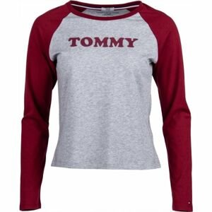 Tommy Hilfiger LS TEE SLOGAN šedá M - Dámske tričko s dlhým rukávom