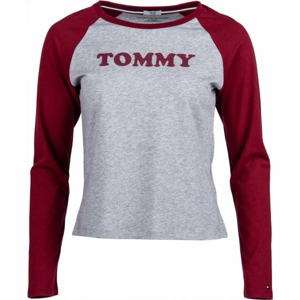 Tommy Hilfiger LS TEE SLOGAN šedá S - Dámske tričko s dlhým rukávom