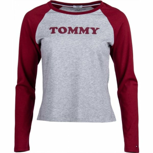 Tommy Hilfiger LS TEE SLOGAN šedá L - Dámske tričko s dlhým rukávom