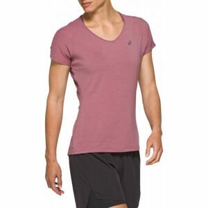 Asics V-NECK SS TOP ružová M - Dámske bežecké tričko
