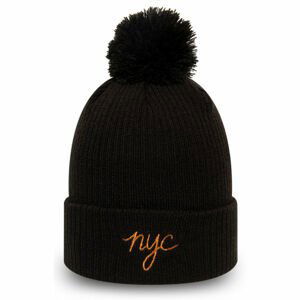 New Era WMNS NYC SCRIPT BOBBLE KNIT Dámska zimná čiapka, čierna, veľkosť UNI