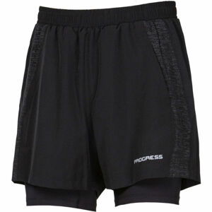 Progress FELIS Pánske športové šortky 2v1, čierna,strieborná, veľkosť