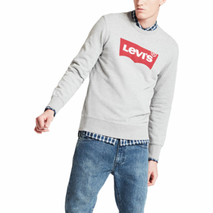 Levi's GRAPHIC CREW B LOGO SSNL CREW MINERAL BL šedá M - Pánska mikina